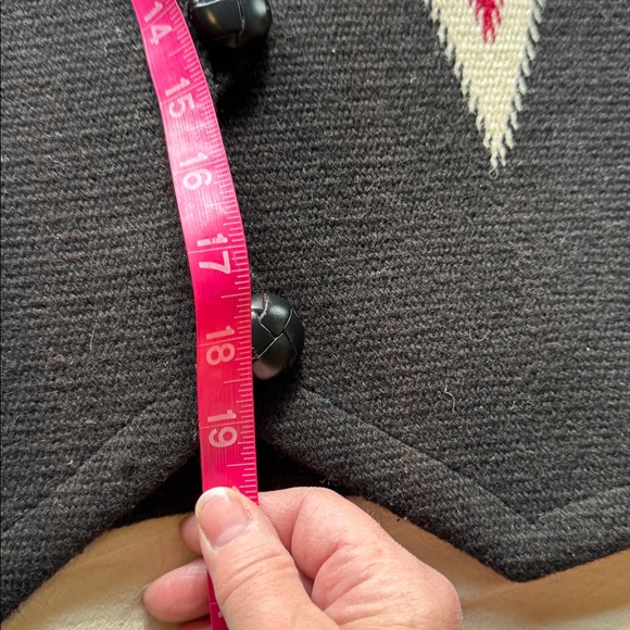 Chimayo Black Vest with Red and White Geometric Pattern - Picture 4 of 6